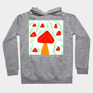 red mushroom green leaves design Hoodie